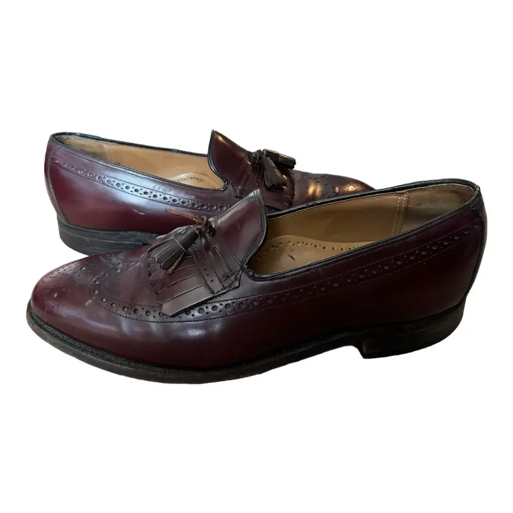 Johnston Murphy Limited Collection Burgundy Leather Wingtip Shoes Men's size 10